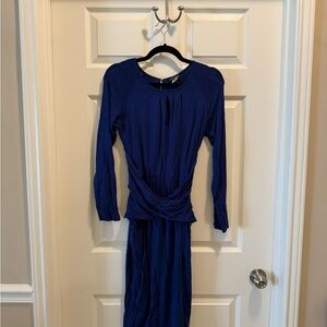 BNWOT - VENUS Fitted Midi Blue Ruched Wrap Dress